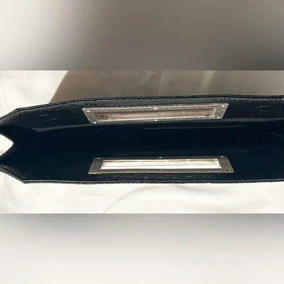 Express Women's Black Faux Leather Clutch Hand Bag Purse Magnetic Closure Black - Picture 4 of 6